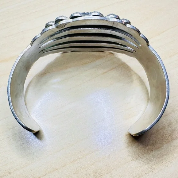 Fred Harvey Style Celestial Silver Cuff Bracelet - Picture 3 of 6